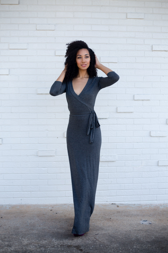 faux wrap maxi dress Petal and Pup Women's Nadea Faux Wrap Maxi Dress
