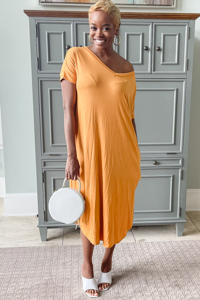 Mustard store jersey dress