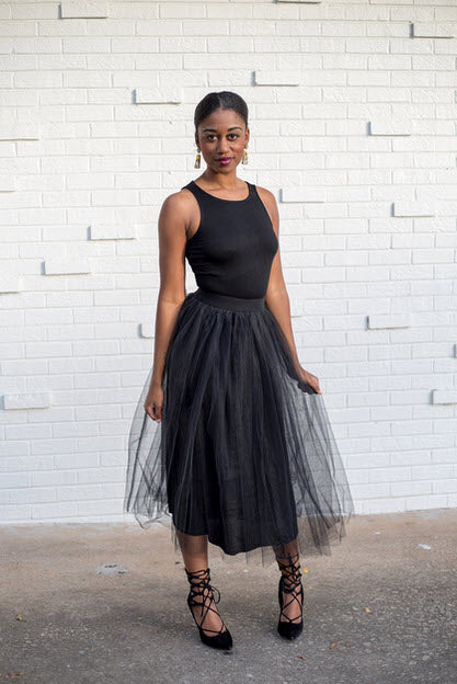 Tulle midi dress- Black