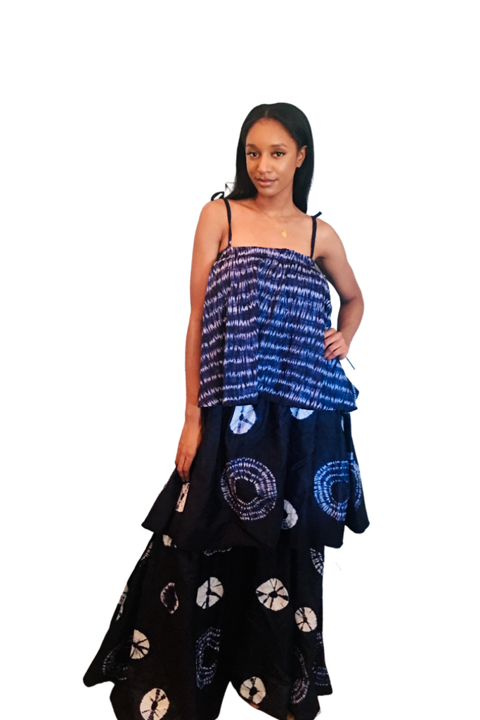Adunni layered maxi dress- Adire Print
